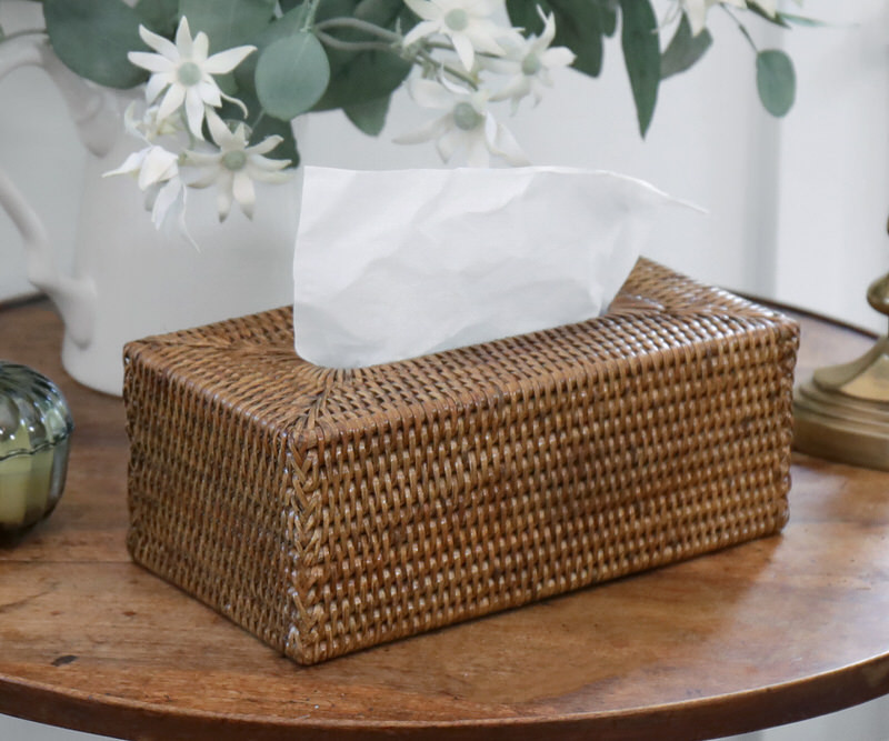 Brown Rattan Tissue Box Cover - Large