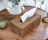 Brown Rattan Tissue Box Cover - Large