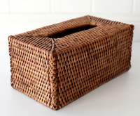 Brown Rattan Tissue Box Cover - Large