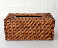 Brown Rattan Tissue Box Cover - Large