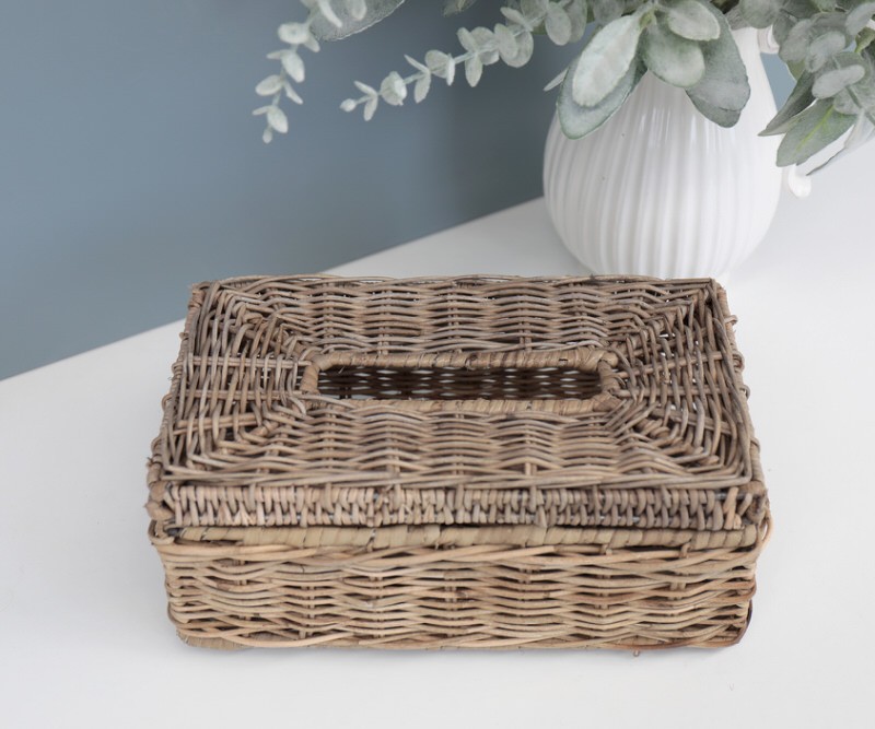 Farmhouse Rattan Tissue Box Cover