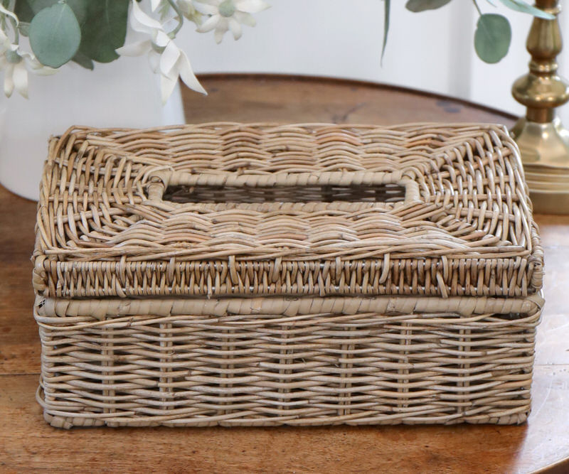 Farmhouse Rattan Tissue Box Cover