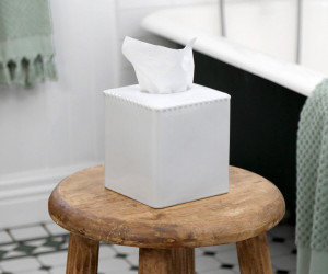 Louisa Beaded White Ceramic Tissue Box