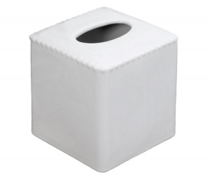 Louisa Beaded White Ceramic Tissue Box