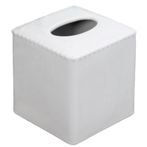 Louisa Beaded White Ceramic Tissue Box, shown as a standalone product for clear identification