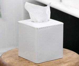 Louisa Beaded White Ceramic Tissue Box