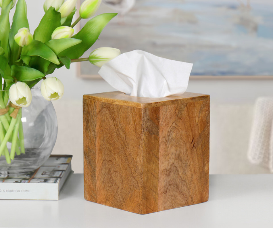 Carew Mango Wood Tissue Box Cover