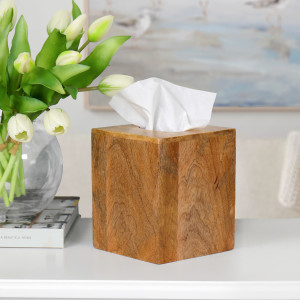 Carew Mango Wood Tissue Box Cover, presented as a standalone item for straightforward product identification