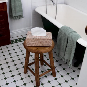 Whitewash Rattan Tissue Box Cover - Large