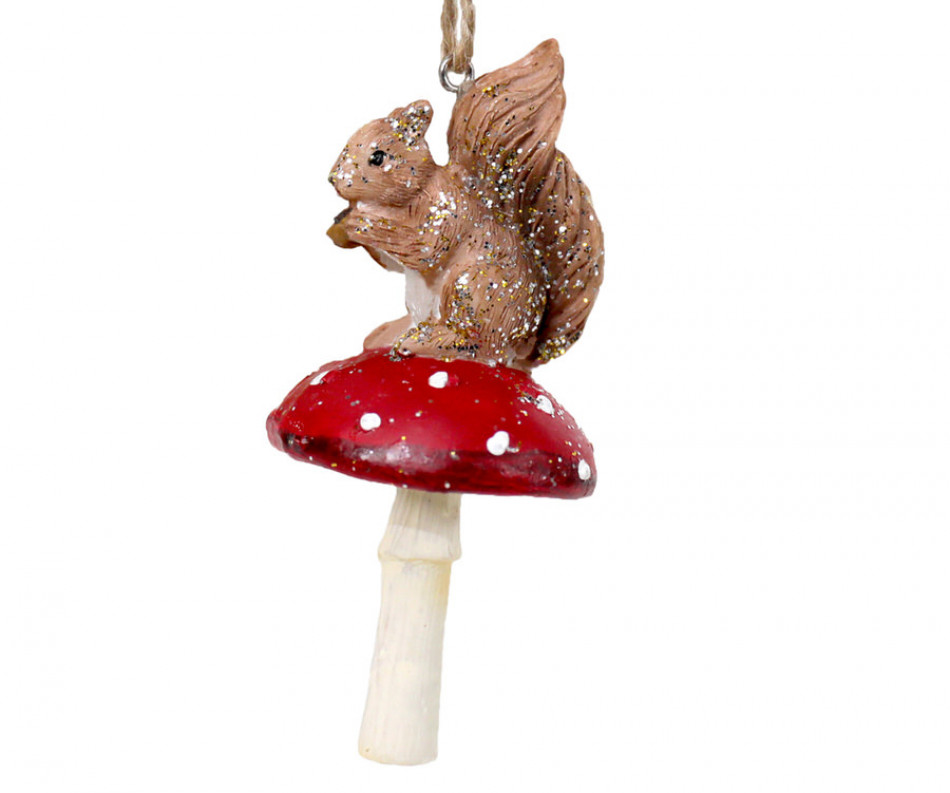 Squirrel on Toadstool Tree Decoration