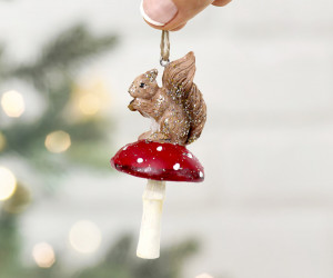 Squirrel on Toadstool Tree Decoration