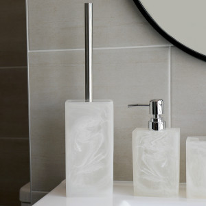 Parker White Resin Toilet Brush Holder, a functional household accessory for display or organisation