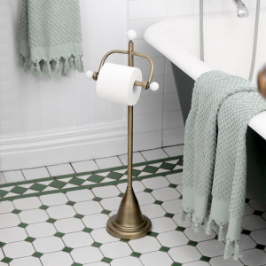 Kingsley Toilet Roll Holder Antique Gold, designed to add practical storage or display space to the home