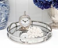 Madison Round Silver Mirror Tray - Arch Handles