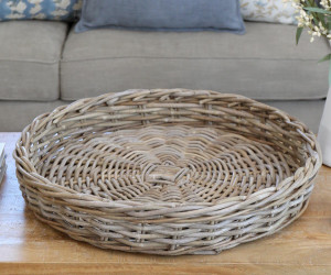 Large Amalfi Round Rattan Tray