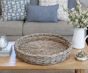 Large Amalfi Round Rattan Tray