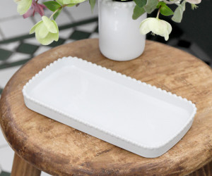 Louisa Beaded White Vanity Tray