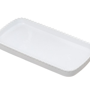 Louisa Beaded White Vanity Tray, a tabletop piece suited to serving food or creating a decorative display
