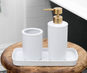 Louisa Beaded White Bathroom Cup