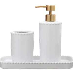 Louisa Beaded White Vanity Tray, a tabletop piece for serving or decorative display