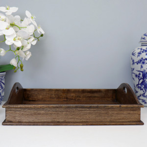 Belle Dark Wood Ottoman Tray, a freestanding seat for adding function and character to an interior