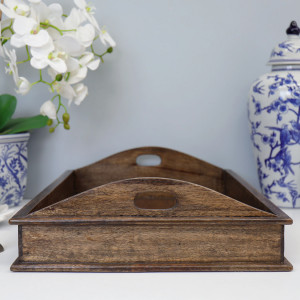 Belle Dark Wood Ottoman Tray, an accent furniture piece designed to provide comfortable seating