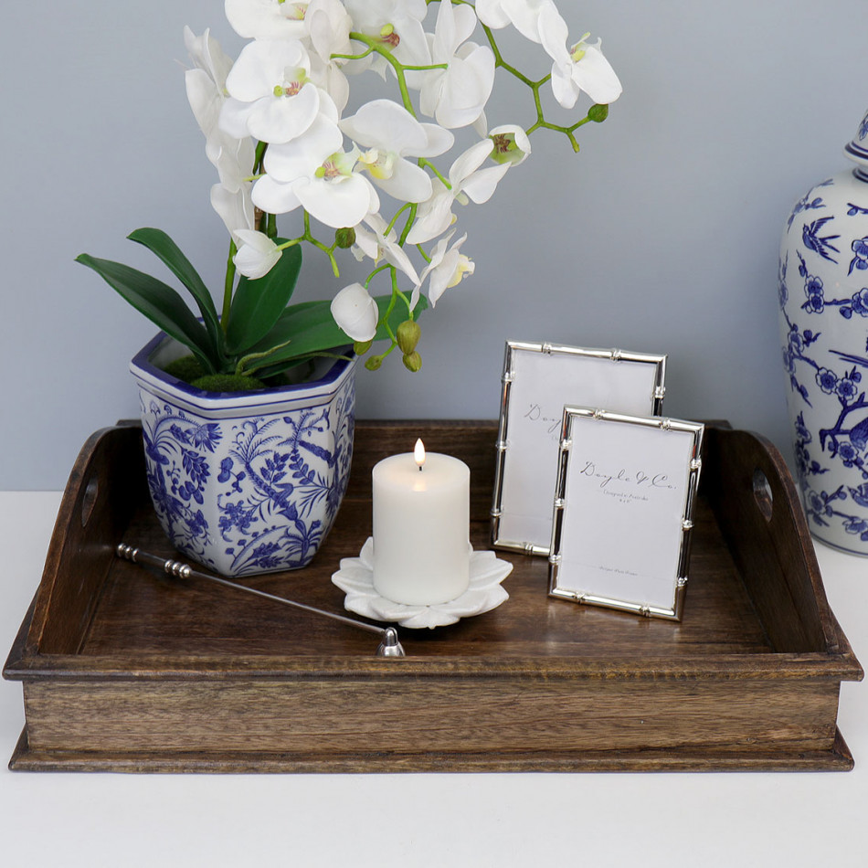 Belle Dark Wood Ottoman Tray, decorative tableware