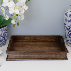 Belle Dark Wood Tray - Medium, a tabletop piece suited to serving food or creating a decorative display