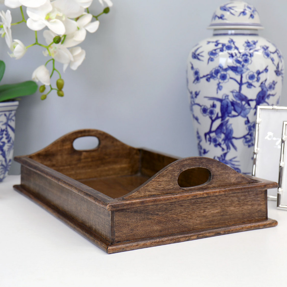 Belle Dark Wood Tray - Medium, decorative tableware