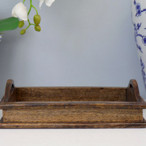 Belle Dark Wood Tray - Small, designed for practical dining use with an ornamental presentation