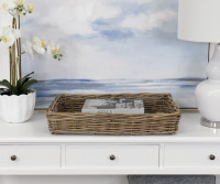 Amalfi Rattan Tray Antique Grey - Rectangle