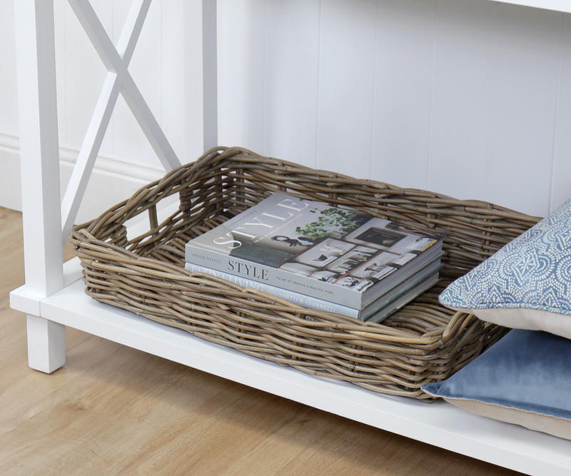 Amalfi Rattan Tray Antique Grey - Rectangle