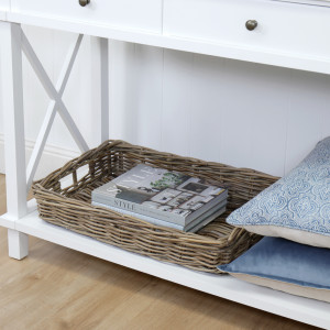 Amalfi Rattan Tray Antique Grey - Rectangle