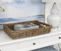 Amalfi Rattan Tray Antique Grey - Rectangle