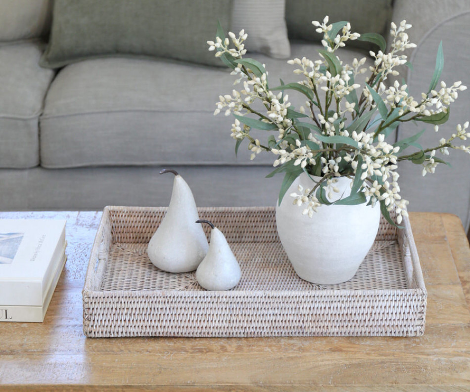Brooklyn Whitewash Rattan Tray