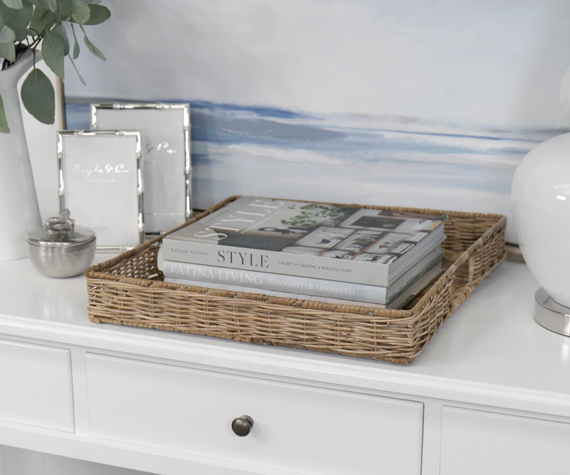 Millbrook Square Rattan Tray - Antique Grey