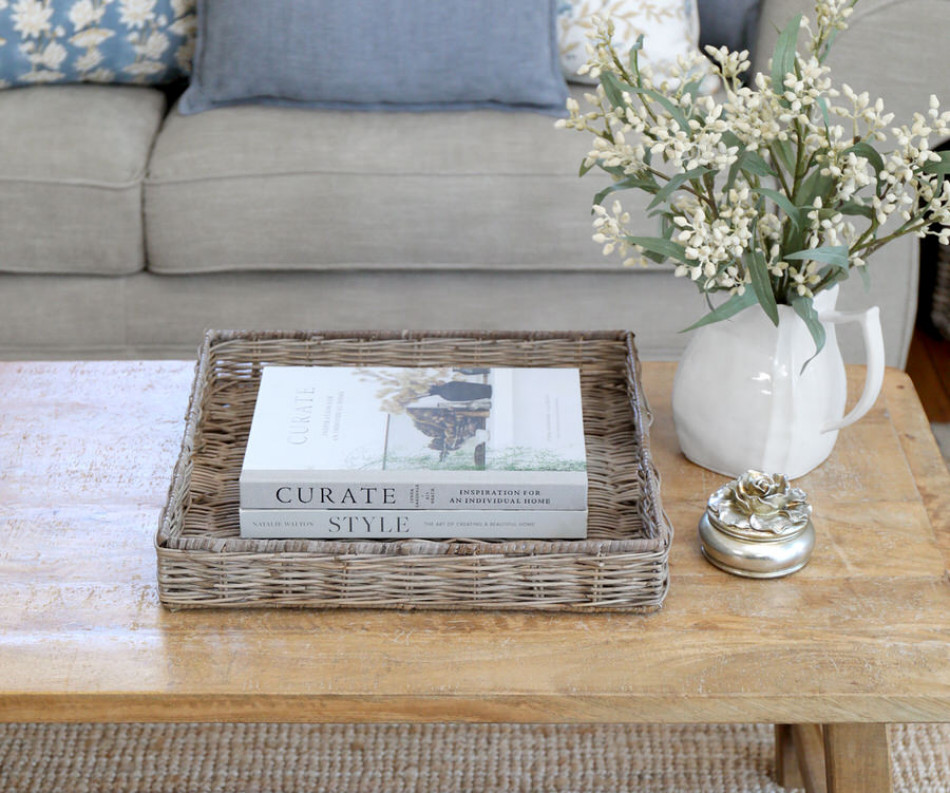 Millbrook Square Rattan Tray - Antique Grey