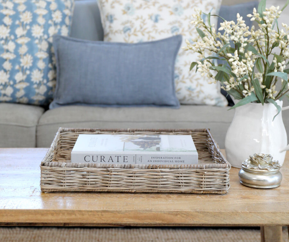 Millbrook Square Rattan Tray - Antique Grey