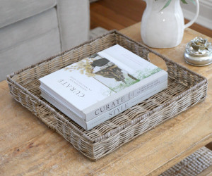 Millbrook Square Rattan Tray - Antique Grey