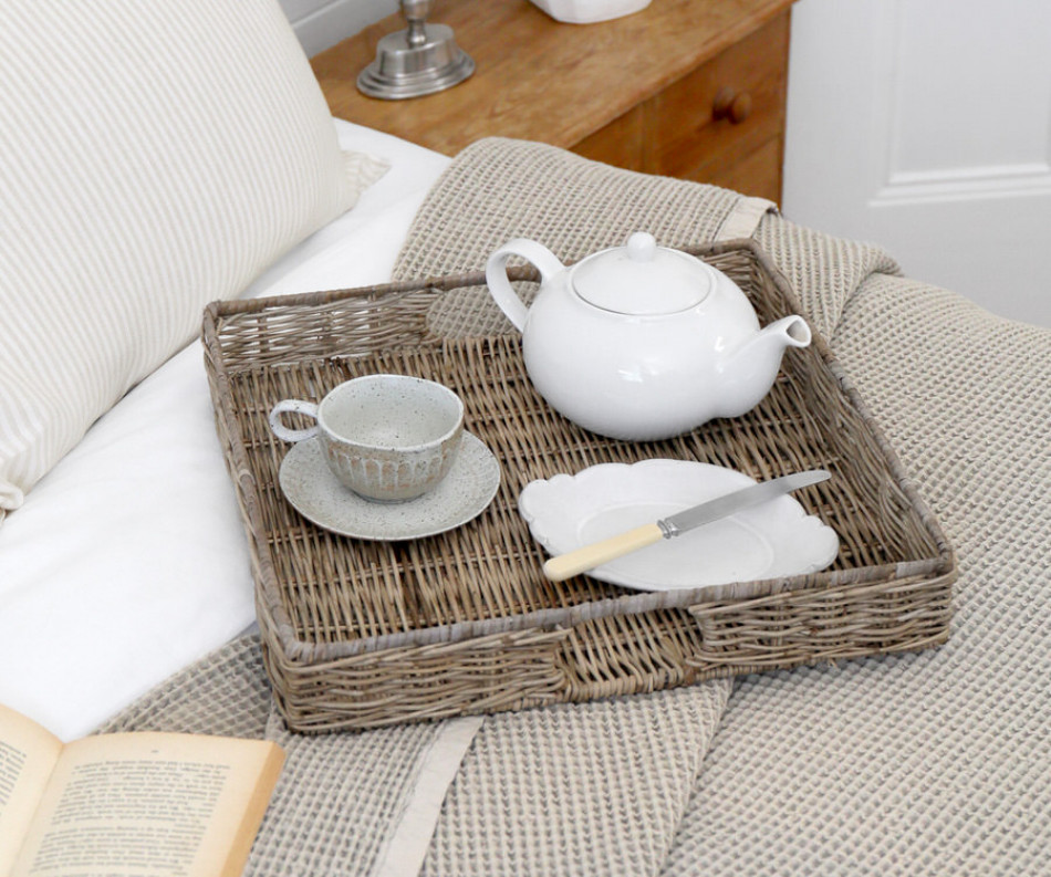 Millbrook Square Rattan Tray - Antique Grey