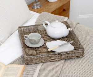 Millbrook Square Rattan Tray - Antique Grey