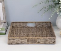 Millbrook Square Rattan Tray - Antique Grey