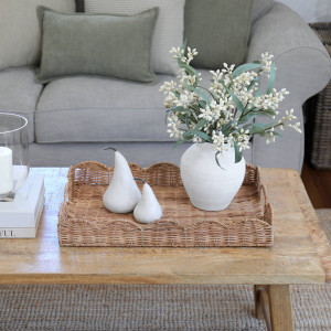 Large Swanley Scalloped Rattan Tray - Rectangle