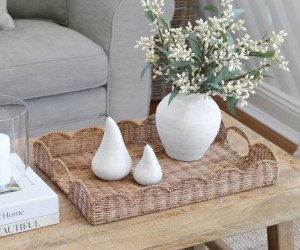 Large Swanley Scalloped Rattan Tray - Rectangle