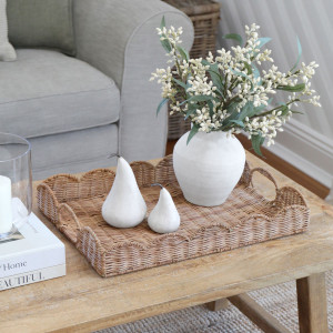 Large Swanley Scalloped Rattan Tray - Rectangle