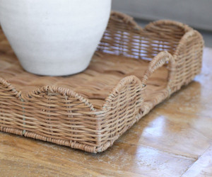 Swanley Scalloped Rattan Tray - Rectangle