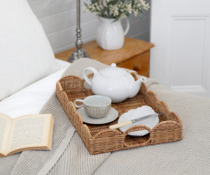 Swanley Scalloped Rattan Tray - Rectangle