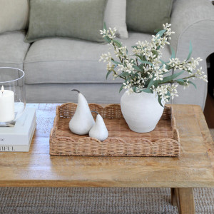 Small Swanley Scalloped Rattan Tray - Rectangle
