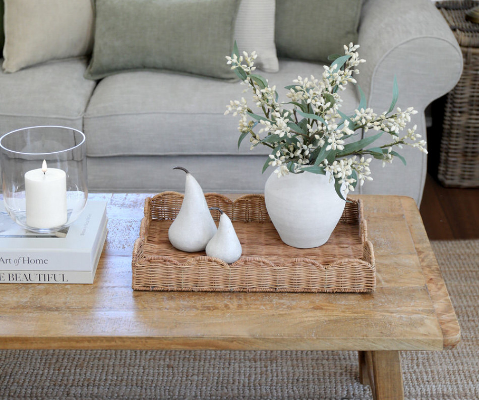 Swanley Scalloped Rattan Tray - Rectangle