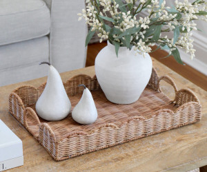 Swanley Scalloped Rattan Tray - Rectangle